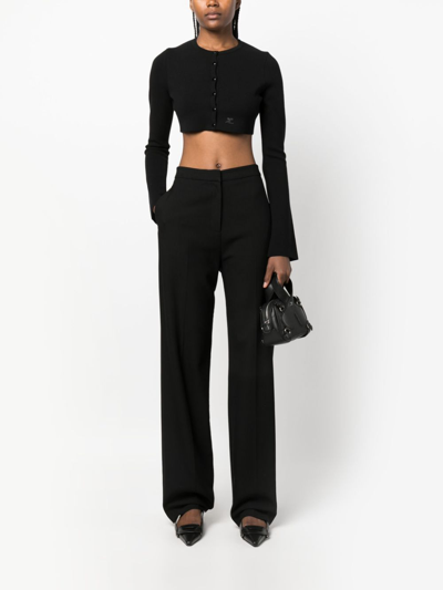 Shop Courrèges Crew-neck Cropped Cardigan In Black