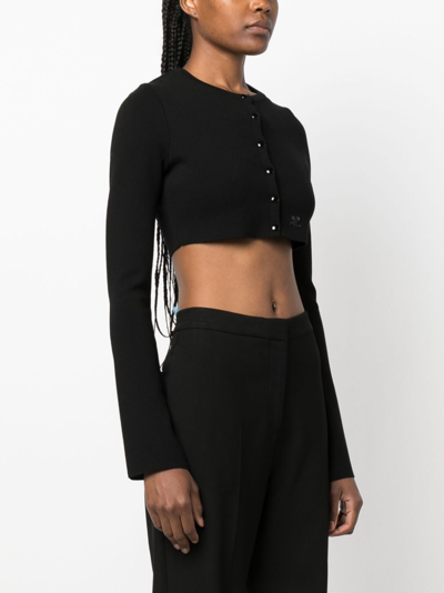 Shop Courrèges Crew-neck Cropped Cardigan In Black