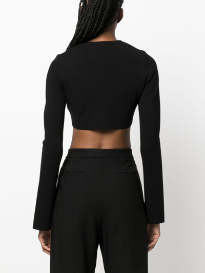 Shop Courrèges Crew-neck Cropped Cardigan In Black