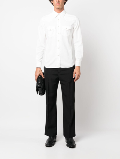 Shop Tom Ford Long-sleeve Cotton Shirt In White