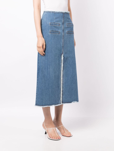 Shop Rejina Pyo Narin Denim Midi Skirt In Blue
