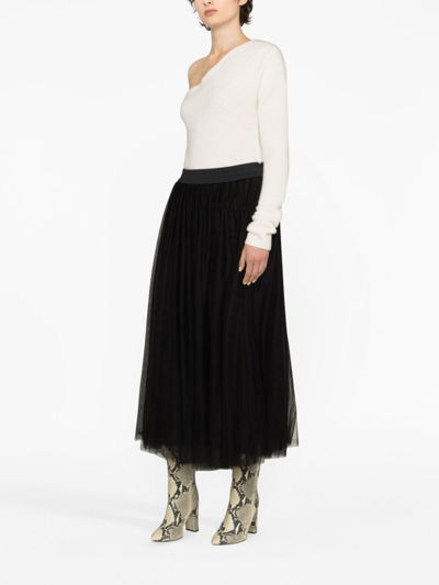 Shop Fabiana Filippi Layered Tulle Skirt In Black