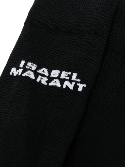 Shop Isabel Marant Logo-intarsia Knitted Socks In Black