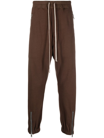 Shop Rick Owens Tecuatl Stretch-cotton Track Pants In Brown