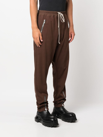 Shop Rick Owens Tecuatl Stretch-cotton Track Pants In Brown