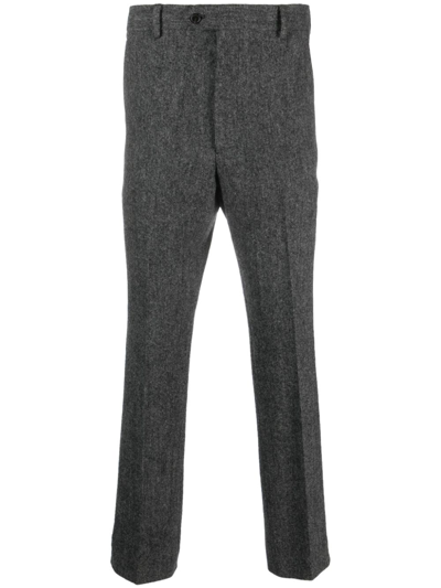 Shop Fursac Mélange-effect Wool Tailored Trousers In Grey