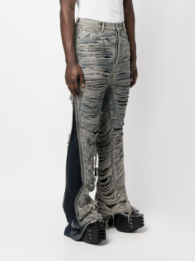 Shop Rick Owens Bolan Ripped Bootcut Jeans In Blue