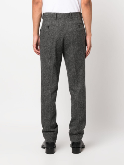 Shop Fursac Mélange-effect Wool Tailored Trousers In Grey
