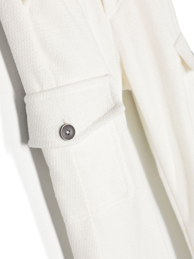 Shop Monnalisa Straight-leg Cotton Cargo Trousers In White