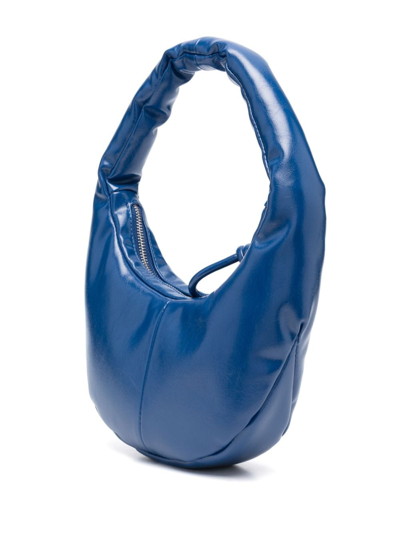 Shop Msgm Puffer Patent Shoulder Bag In Blue