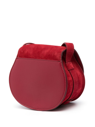 Shop Chloé Small Marcie Suede Saddle Bag In Red