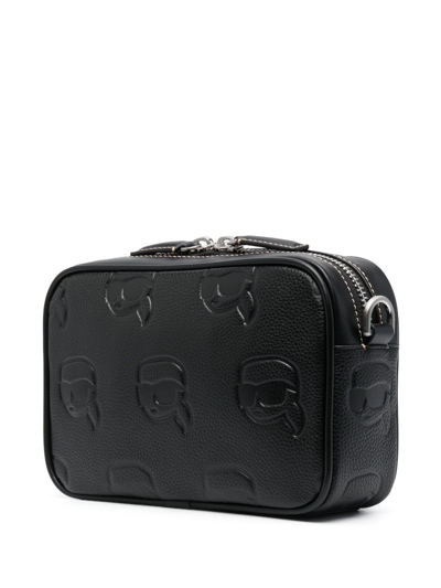 Shop Karl Lagerfeld Ikonik-motif Leather Camera Bag In Black