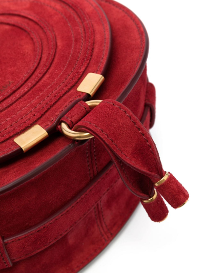 Shop Chloé Small Marcie Suede Saddle Bag In Red