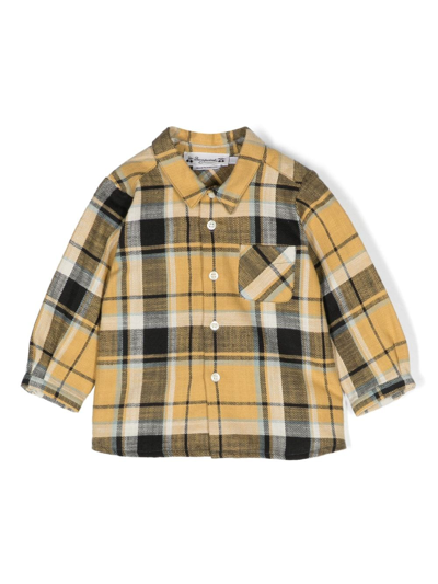 Shop Bonpoint Check-pattern Long-sleeve Shirt In Yellow