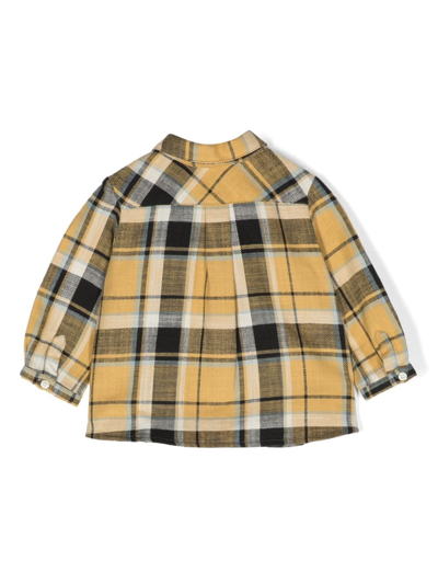 Shop Bonpoint Check-pattern Long-sleeve Shirt In Yellow