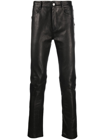 Shop Rick Owens Skinny-cut Leather Trousers In Black