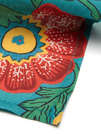 La Doublej Dragon Flower-print Napkin (set Of Two) In Blue