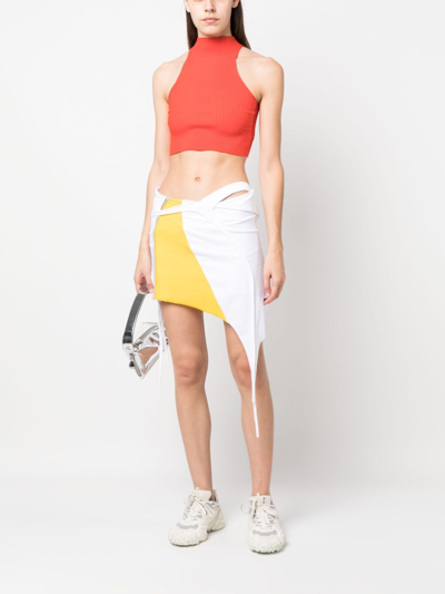 Shop Ottolinger Colour-block Panelled Miniskirt In White