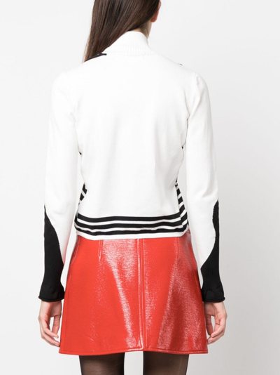 Shop Ottolinger Stripe-pattern Zip-fastening Cardigan In White