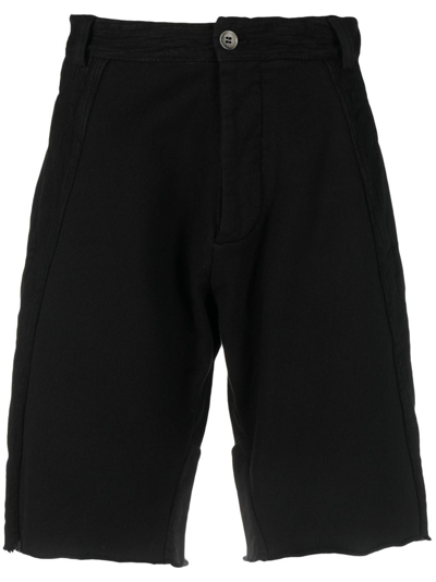 Shop Masnada Distressed-effect Cotton Shorts In Black
