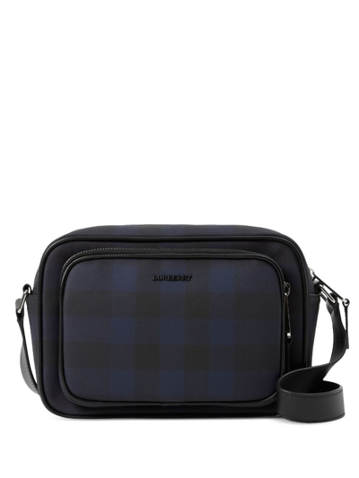 Shop Burberry Paddy Check-pattern Messenger Bag In Blue