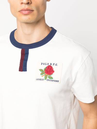 Shop Polo Ralph Lauren Logo-patch Cotton T-shirt In White