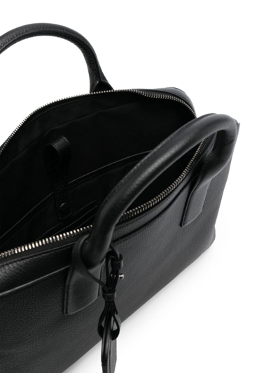 Giorgio Armani Logo-stamp Leather Laptop Bag In Black