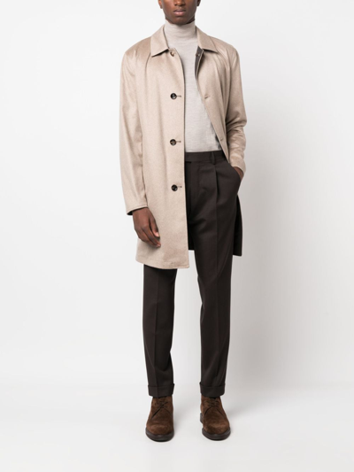 Kired Single-breasted Cashmere Coat In Neutrals
