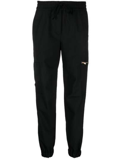 Shop Semicouture Tapered Drawstring Trousers In Black