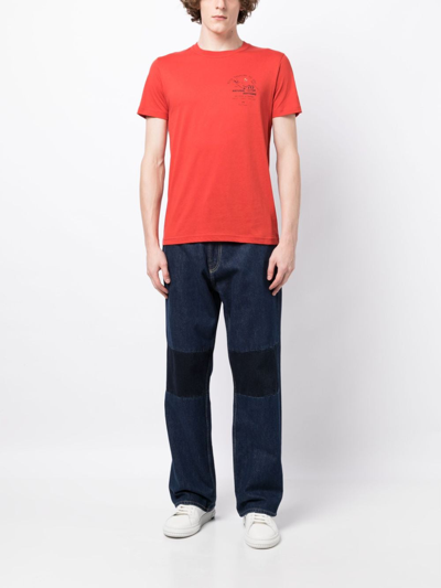 Shop Ps By Paul Smith Logo-print Cotton T-shirt In Red