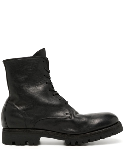 Guidi Lace-up Leather Boots In Black