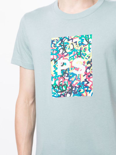 Shop Ps By Paul Smith Ps Graffiti Cotton T-shirt In Green