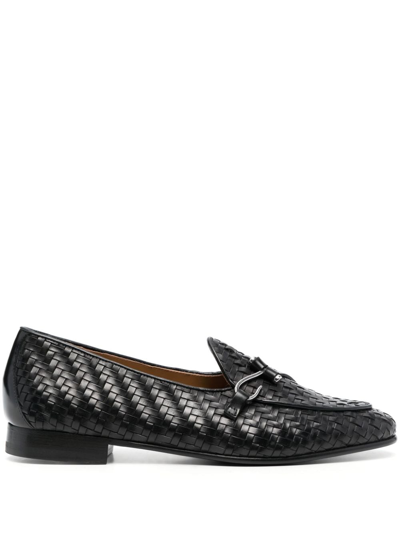 Shop Edhen Milano Interwoven-design Leather Loafers In Black