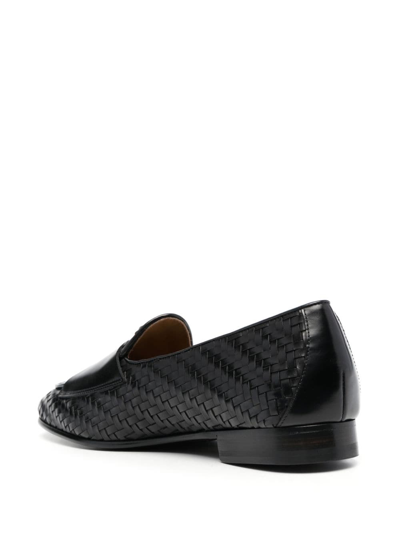 Shop Edhen Milano Interwoven-design Leather Loafers In Black