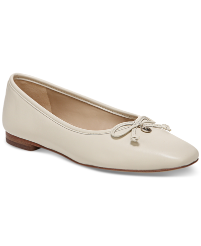 Shop Sam Edelman Women's Meadow Square-toe Bow Ballet Flats In Modern Ivory