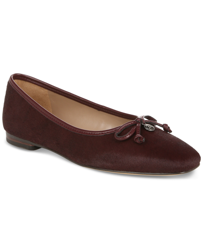 Shop Sam Edelman Women's Meadow Square-toe Bow Ballet Flats In French Burgundy