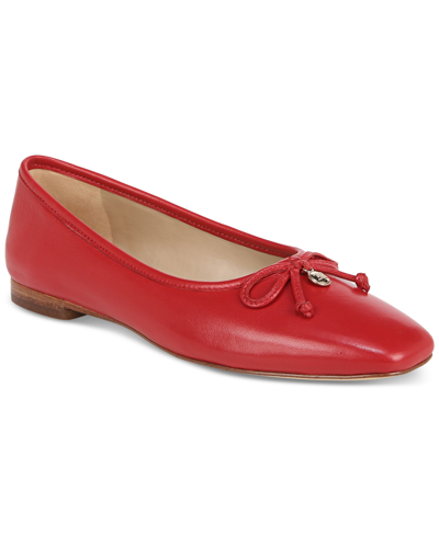 Shop Sam Edelman Women's Meadow Square-toe Bow Ballet Flats In Begonia Red