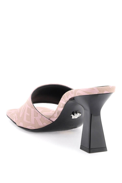 Shop Versace ' Allover' Mules In Beige,pink