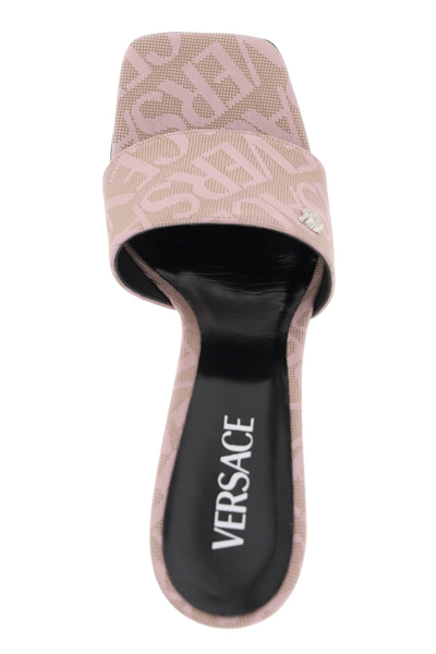 Shop Versace ' Allover' Mules In Beige,pink
