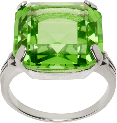 Shop Mondo Mondo Silver & Green Leroy Ring In Sterling Silver