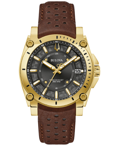 Shop Bulova Men's Precisionist Icon Brown Leather Strap Watch 40mm