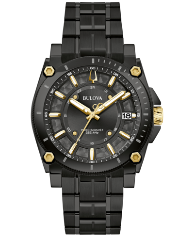 Shop Bulova Men's Precisionist Icon Black-tone Stainless Steel Bracelet Watch 40mm