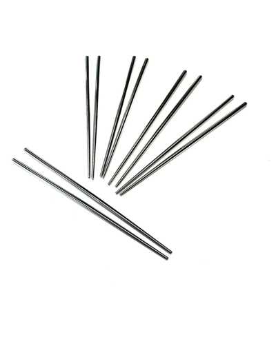 Shop Joyce Chen 5 Pair Reusable Stainless Steel Metal Chopsticks Set In Silver
