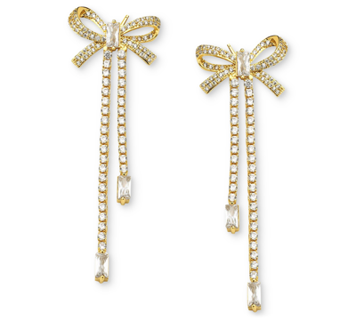 Heymaeve 18k Gold-plated Cubic Zirconia Bow Linear Drop Earrings In Gold