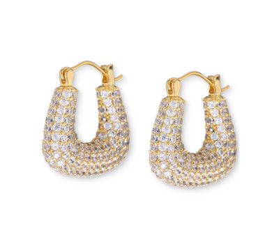 Heymaeve 18k Gold-plated Small Pave Oval Hoop Earrings In Gold