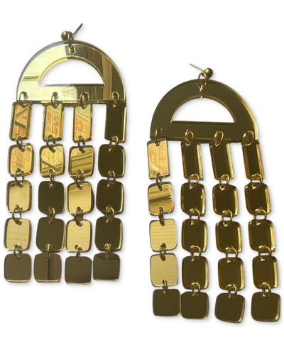 Shop Swanky Designs Motions 2.0 Drop Earrings In Mirror Gold