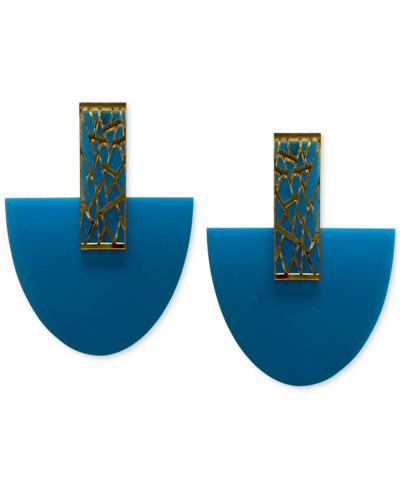 Shop Swanky Designs Zahara Geo Curve Drop Earrings In Light Blue
