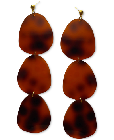 Shop Swanky Designs Khole Ii Dangle Triple Drop Earrings In Tortoise