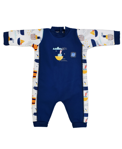 Shop Splash About Baby Boys Warm In One Wetsuit Swimsuit In Tug Boats