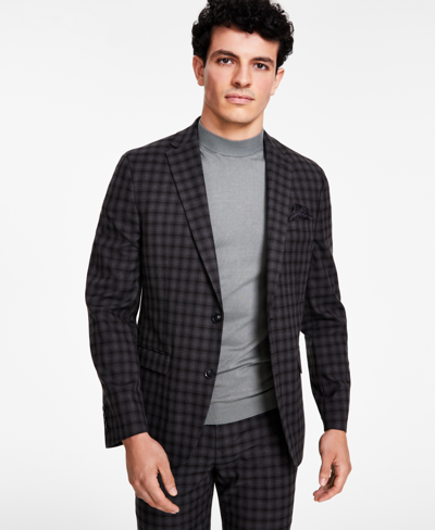 Shop Bar Iii Men's Skinny-fit Check Suit Jacket, Created For Macy's In Brown Check